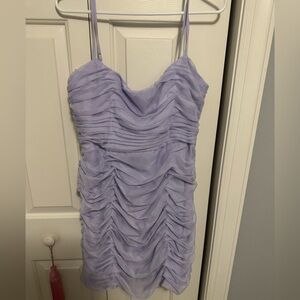 Anthropologie Lavender Rouched Dress with Bow in back
